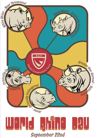 World Rhino Day Retro Sticker