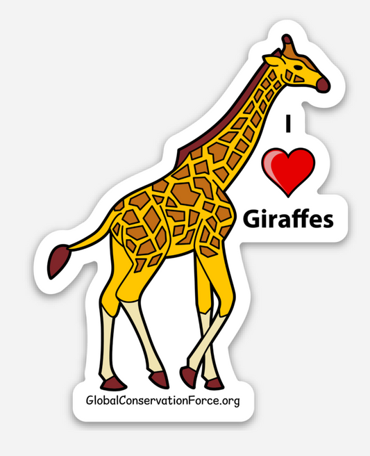 I Love Giraffe - Die Cut Vinyl Sticker