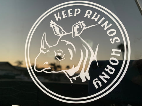 Keep Rhinos Horny Circular Vinyl Decal