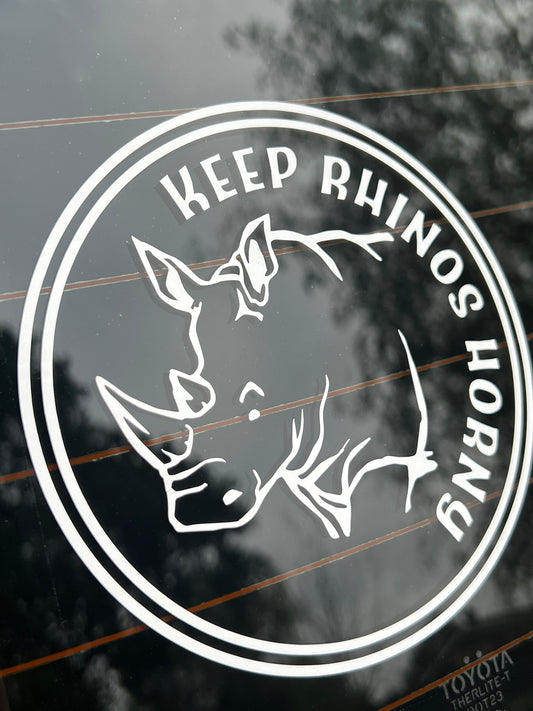 Keep Rhinos Horny White Rhino Circle Decal